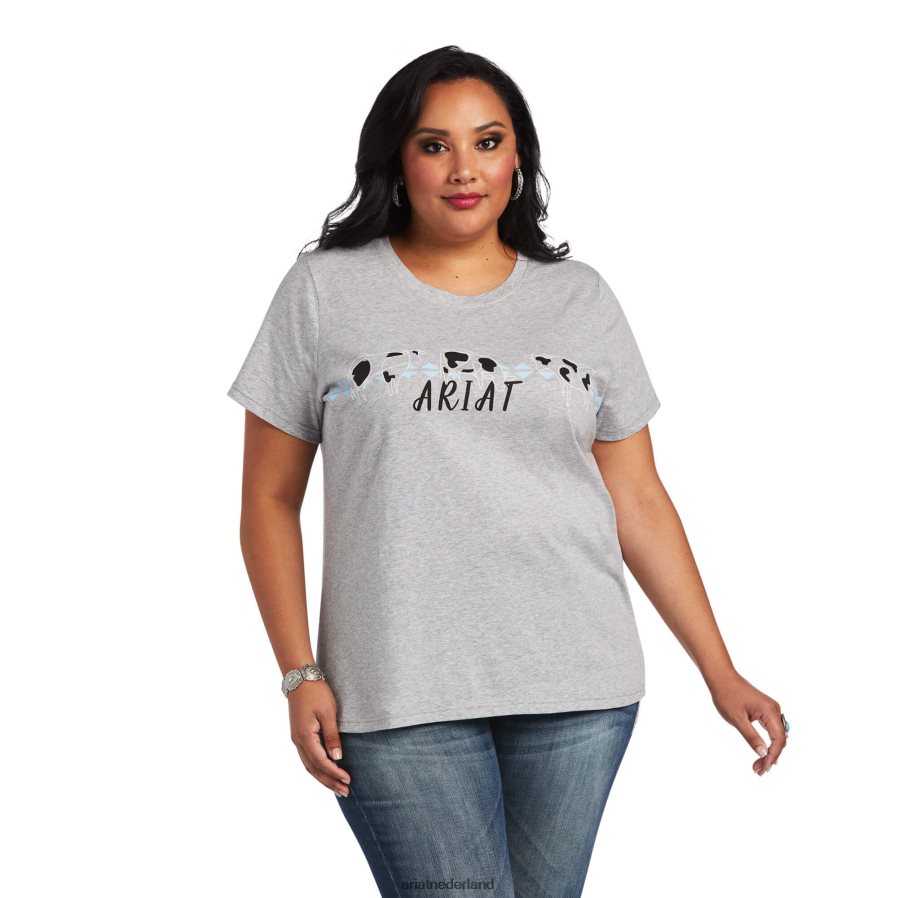 grijs gemêleerd echte koeienweide tee Ariat vrouwen topjes PJ26LN3002