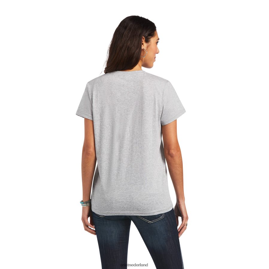 grijs gemêleerd echte koeienweide tee Ariat vrouwen topjes PJ26LN3002