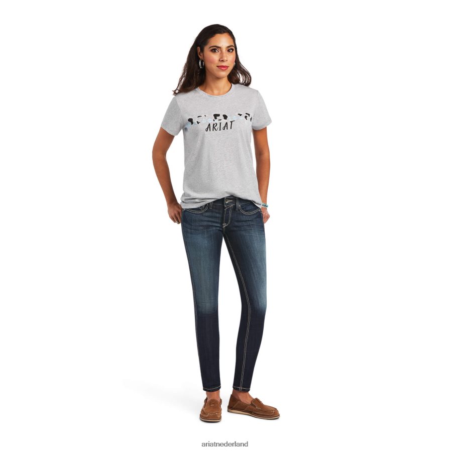 grijs gemêleerd echte koeienweide tee Ariat vrouwen topjes PJ26LN3002