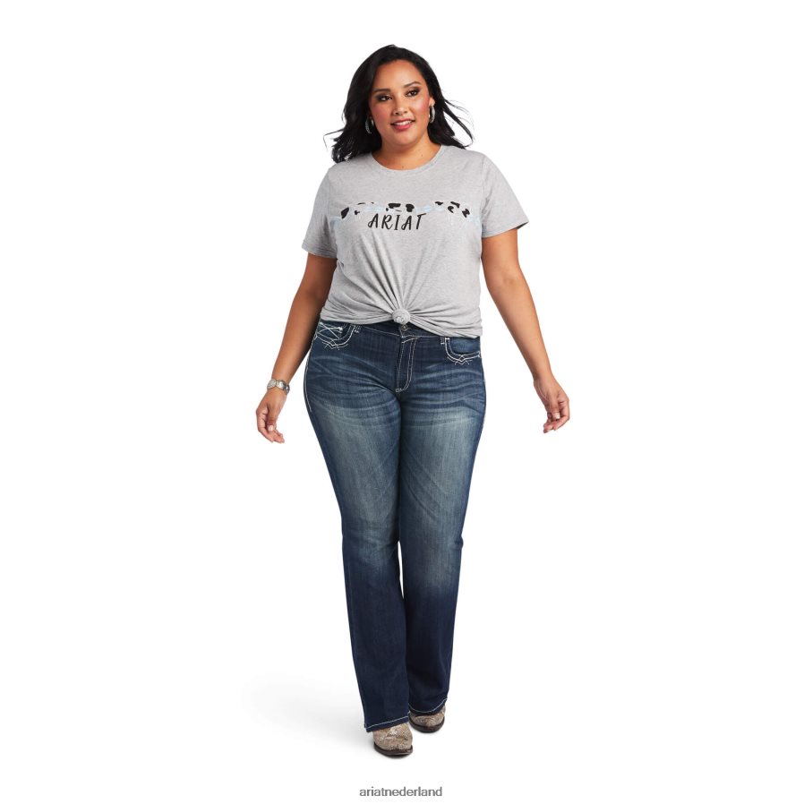 grijs gemêleerd echte koeienweide tee Ariat vrouwen topjes PJ26LN3002
