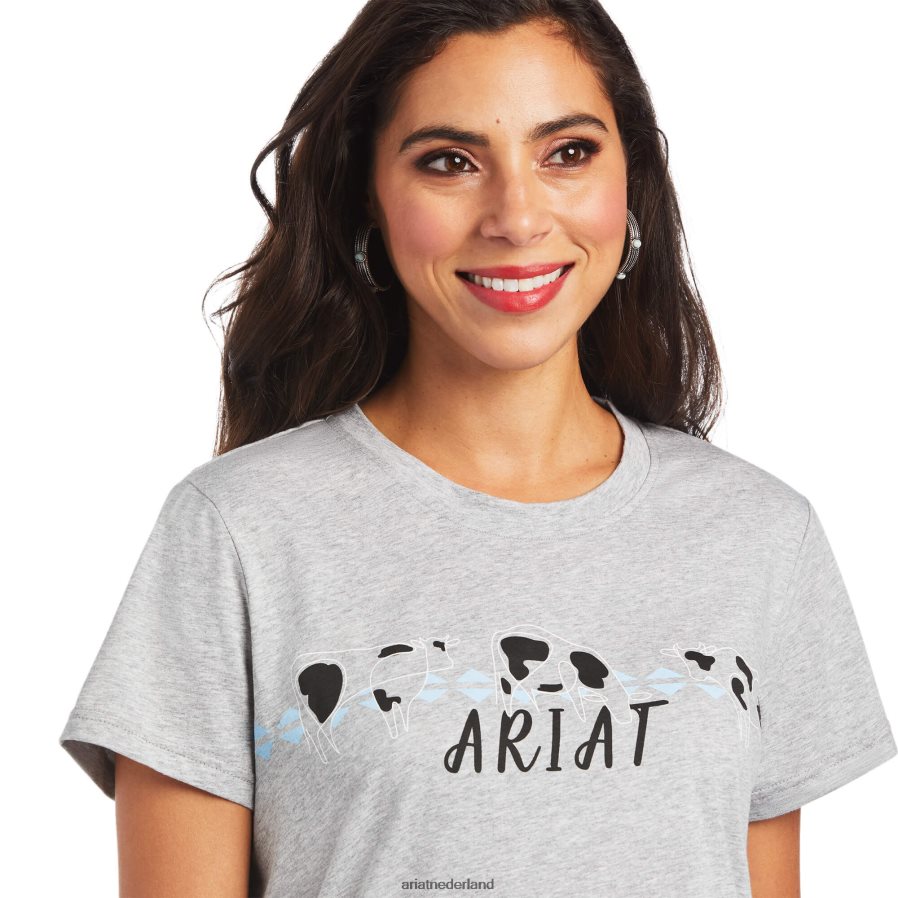 grijs gemêleerd echte koeienweide tee Ariat vrouwen topjes PJ26LN3002