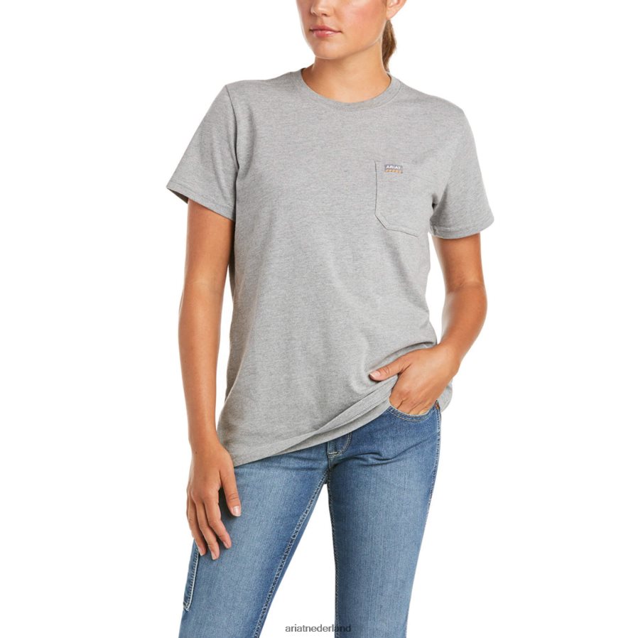 grijs gemêleerd wapening katoenen sterke t-shirt 2 Ariat vrouwen topjes PJ26LN3004