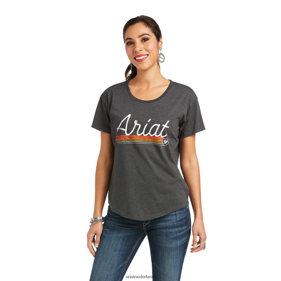 houtskool grijs onderstreep script-t-shirt Ariat vrouwen topjes PJ26LN2967