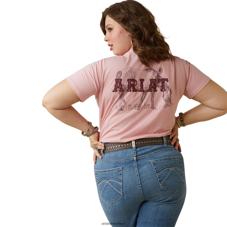 koraal bloost echt Grazin-T-shirt Ariat vrouwen topjes PJ26LN2792