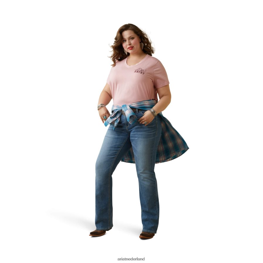 koraal bloost echt Grazin-T-shirt Ariat vrouwen topjes PJ26LN2792