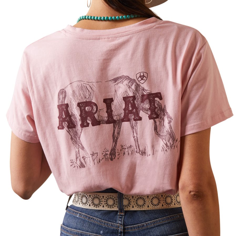 koraal bloost echt Grazin-T-shirt Ariat vrouwen topjes PJ26LN2792