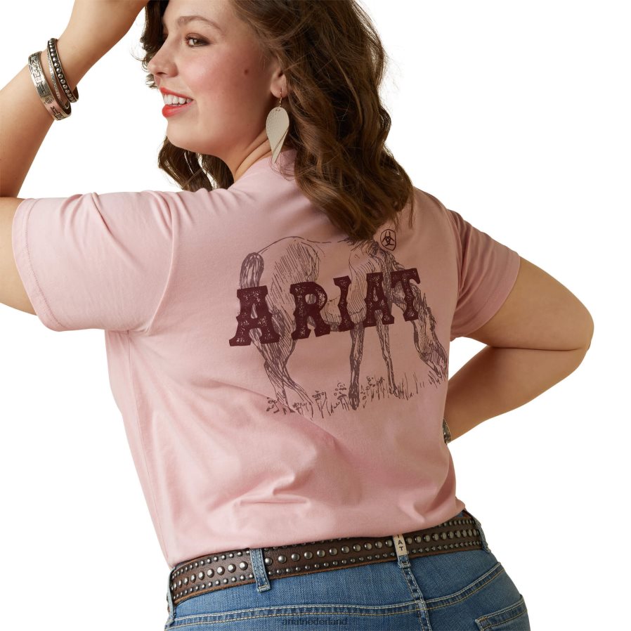 koraal bloost echt Grazin-T-shirt Ariat vrouwen topjes PJ26LN2792