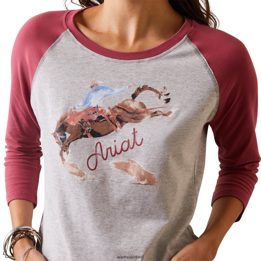 licht gemêleerd grijs/aarderood geschilderde dromen t-shirt Ariat vrouwen topjes PJ26LN2854