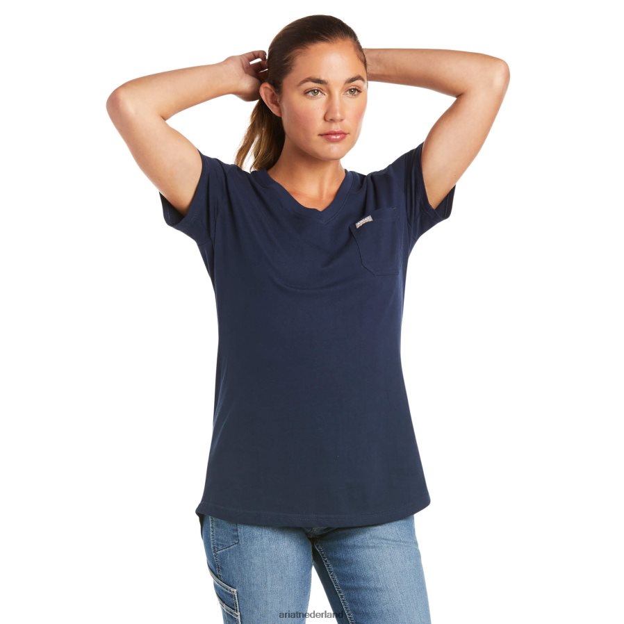 marine sterke katoenen top met v-hals Ariat vrouwen topjes PJ26LN2883