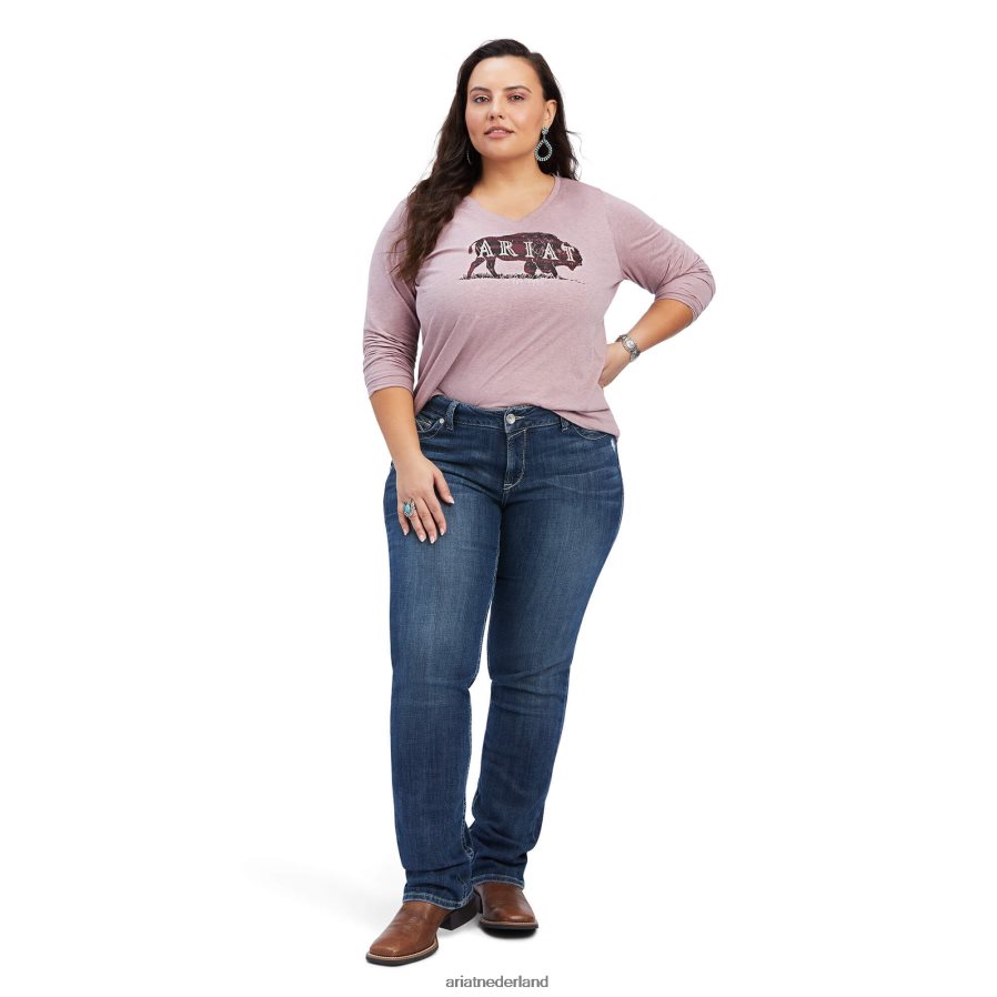 nostalgie steeg relaxed T-shirt met echt borstlogo Ariat vrouwen topjes PJ26LN3190