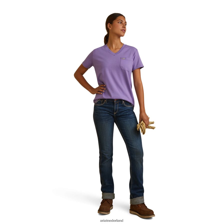 paisley paars sterke katoenen top met v-hals Ariat vrouwen topjes PJ26LN2877