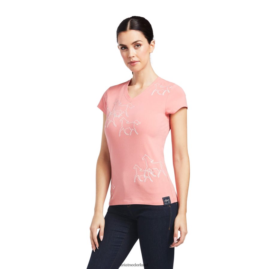 perzik bloesem draflijn t-shirt Ariat vrouwen topjes PJ26LN3117