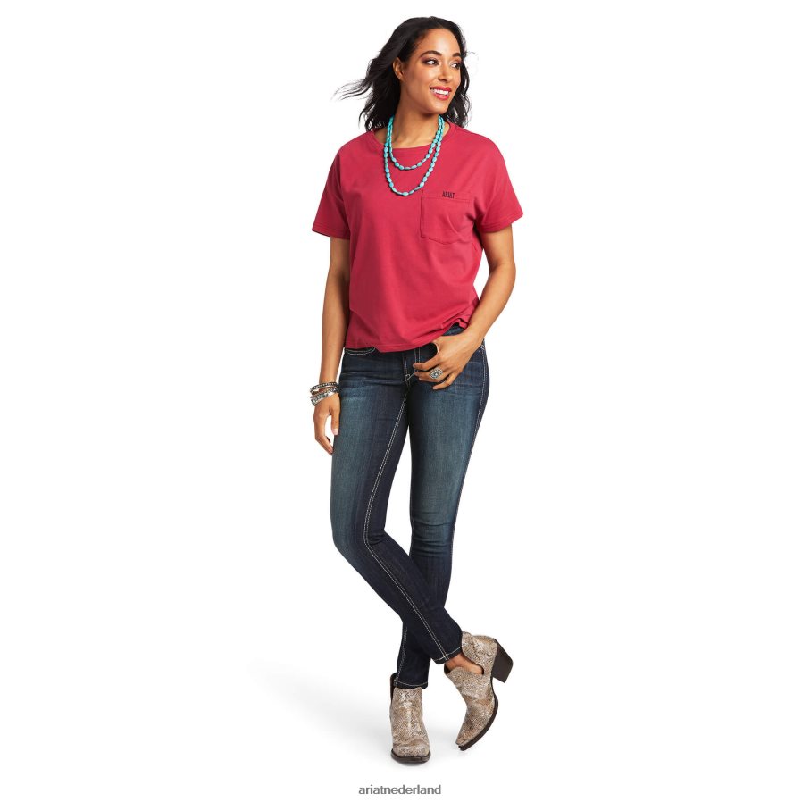 rode knop rodeoshow T-shirt Ariat vrouwen topjes PJ26LN2969