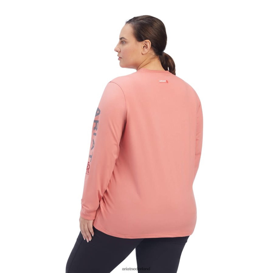 vervaagde roos fr-stretch-logo-t-shirt Ariat vrouwen topjes PJ26LN3074