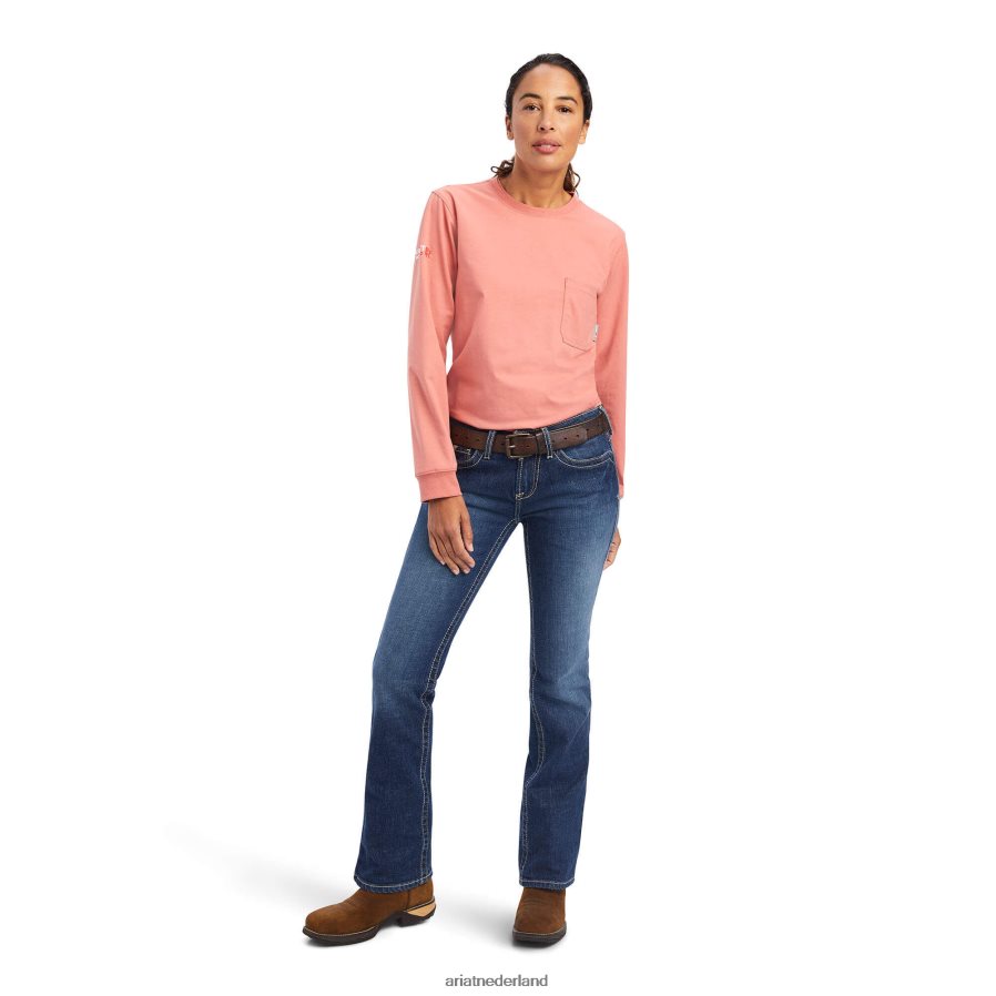 vervaagde roos fr-stretch-logo-t-shirt Ariat vrouwen topjes PJ26LN3074