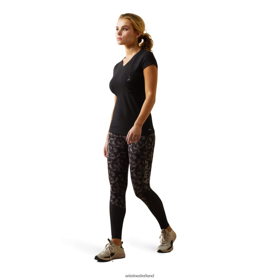 zwart T-shirt met verticaal logo Ariat vrouwen topjes PJ26LN2848