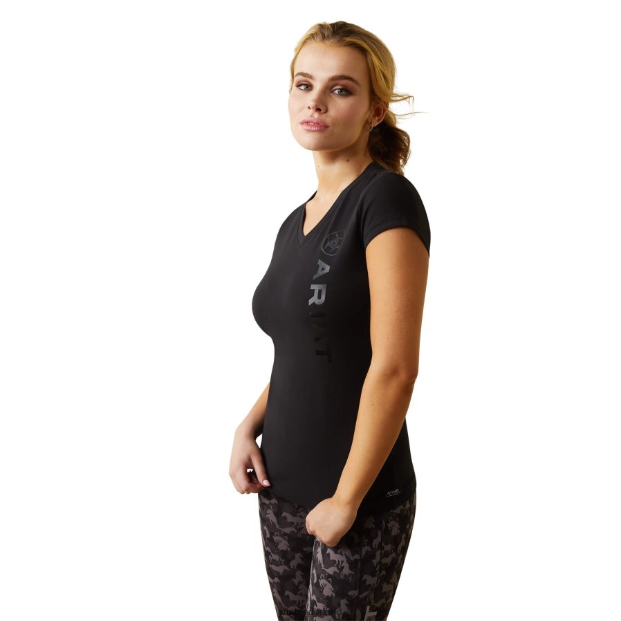 zwart T-shirt met verticaal logo Ariat vrouwen topjes PJ26LN2848