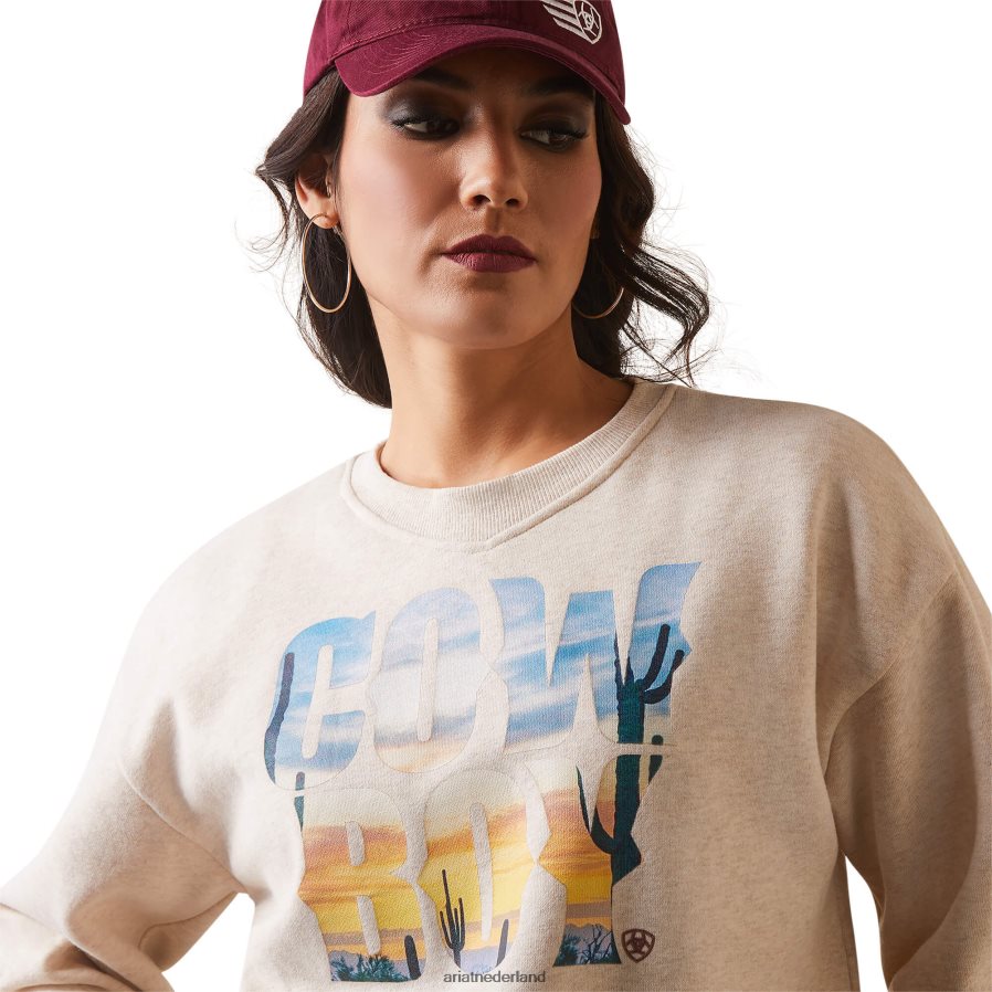 havermout heide cowboy crew trui Ariat vrouwen topjes PJ26LN3335